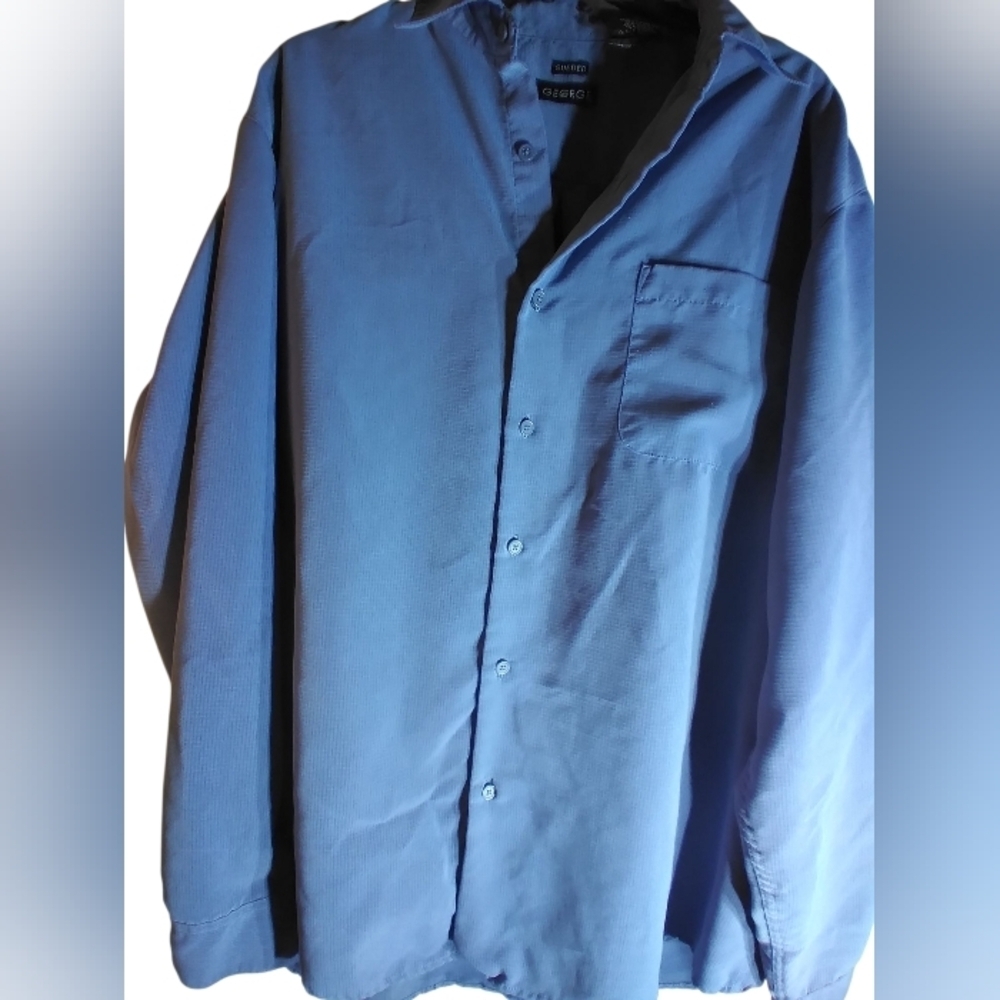 George Sueded Mens Button Down Blue Shirt Size Large Office Vacation Lagonlook